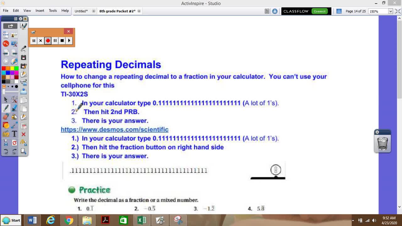 7.4e Changing Repeating Decimals to Fractions